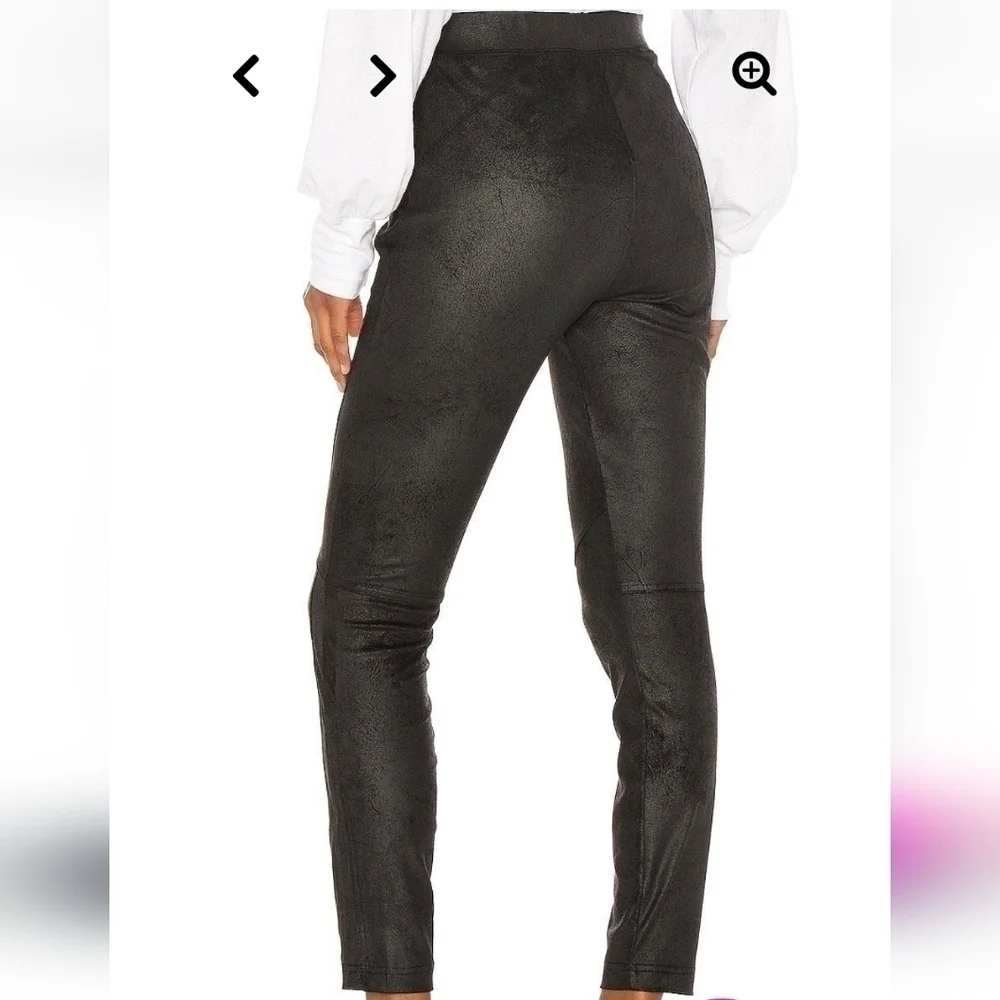 Free People Midnight Vegan Suede Skinny Black Faux Suede Pedal Pusher Pants Sz.L